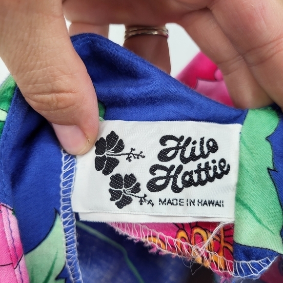 Vintage Hilo Hattie Hawaiian Tropical Floral Midi Dress Sleeveless Ruffle Large - Picture 2 of 7